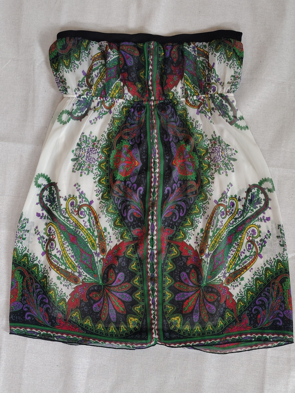 Miuse Strapless Boho Paisley Mini Dress / Tunic Top Size Large